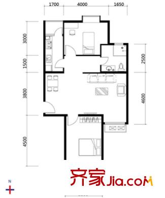 南廣濟(jì)街小區(qū)戶型圖廣濟(jì)街小區(qū) 2室 戶型圖 2室2廳1衛(wèi)1廚