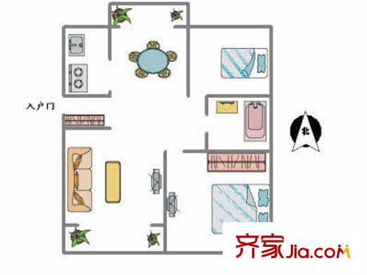 北池頭 2室 戶型圖