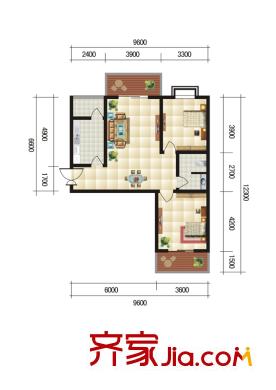 上水觀園戶型圖A戶型 2室2廳1衛(wèi)1廚