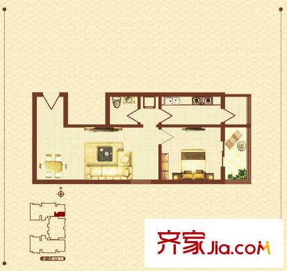香米苑S戶型 1室1廳1衛(wèi)1廚