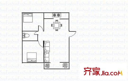 聽水花園 2室 戶型圖