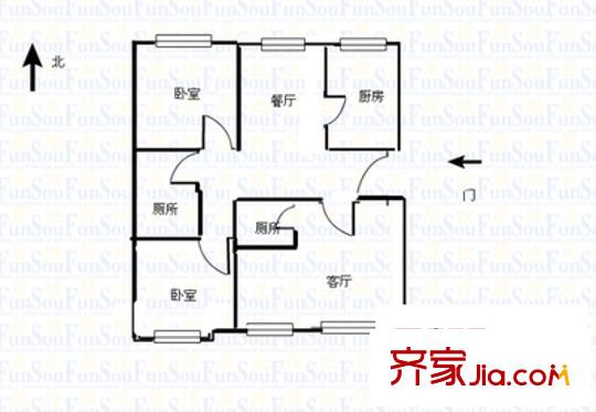 互助路德鑫園小區(qū) 3室 戶型圖