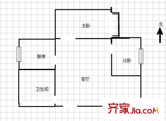 互助路德鑫園小區(qū) 2室 戶型圖