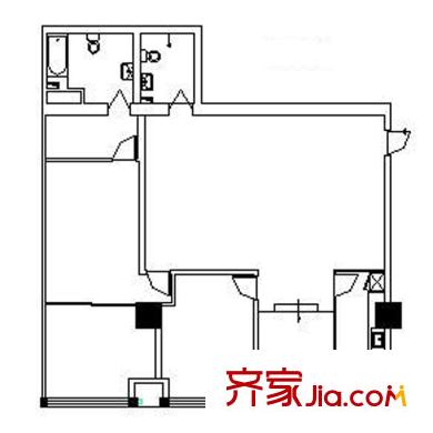 財富中心二期戶型圖2單元6#戶型 3室2廳2衛(wèi)1廚