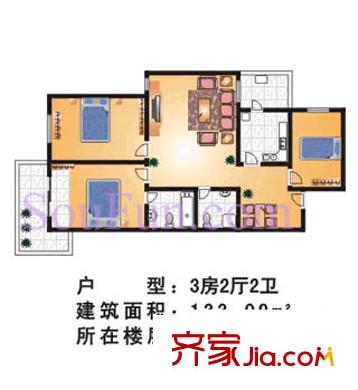 天豪花園戶(hù)型圖3室2廳2衛(wèi)1廚