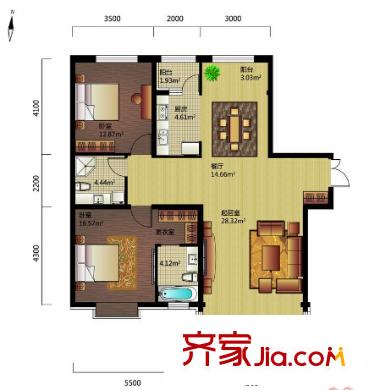 薩菲爾名邸 2室 戶型圖