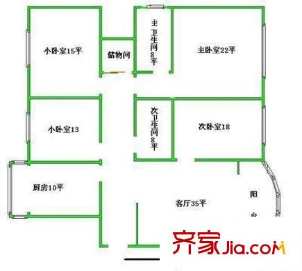 楓葉廣場二期 4室 戶型圖