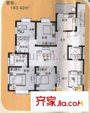 數(shù)碼家園戶型圖4室2廳2衛(wèi)1廚