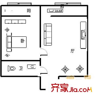 南康小區(qū) 1室 戶型圖
