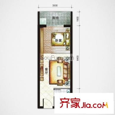 糜家橋小區(qū) 戶型圖 1室1廳1衛(wèi) 