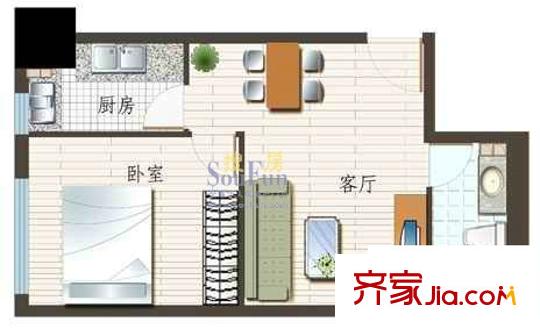 領(lǐng)先時代廣場戶型圖戶型圖 1室1廳1衛(wèi)1廚