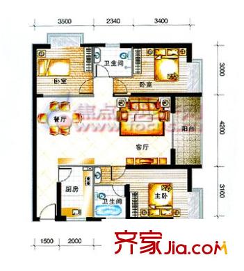 618研究所 3室 戶型圖