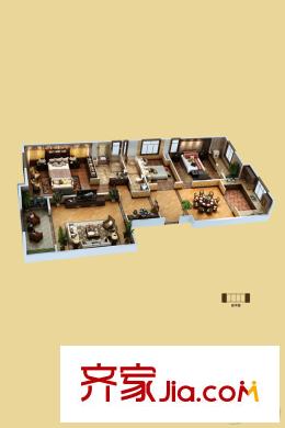 曲江?華著中城二期14號樓14-8戶型 3室2廳2衛(wèi)1廚