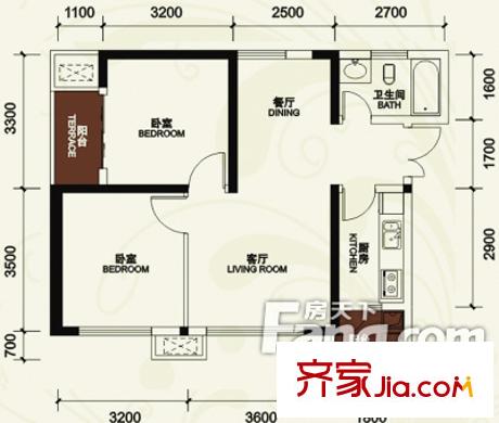 嘉美大廈 2室 戶型圖