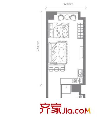 創(chuàng)新商務公寓 戶型圖 1室0廳1衛(wèi) 