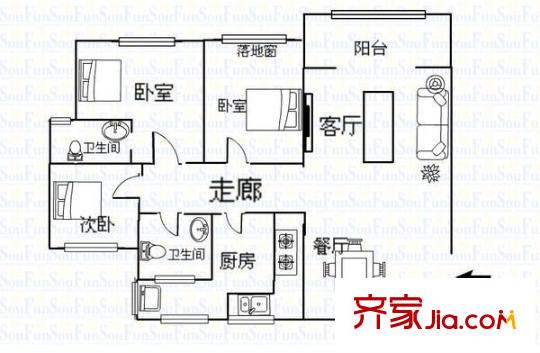 悅城 3室 戶型圖
