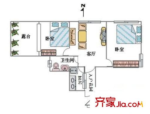 悅城 2室 戶型圖