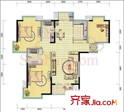 小寨家屬院 3室 戶型圖