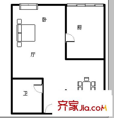冠誠國際 1室 戶型圖