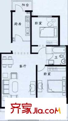 聽水花園 2室 戶型圖