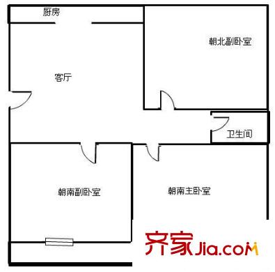 互助路德鑫園小區(qū) 2室 戶型圖