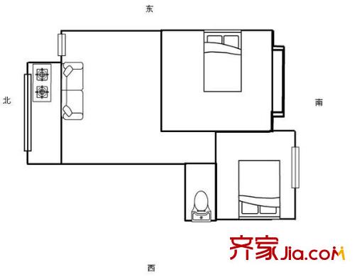 互助路德鑫園小區(qū) 2室 戶(hù)型圖