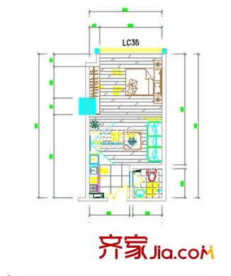 財富中心二期戶型圖D戶型圖 1室1廳1衛(wèi)1廚