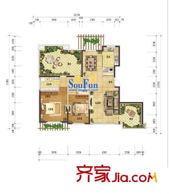 財富中心二期 2室 戶型圖