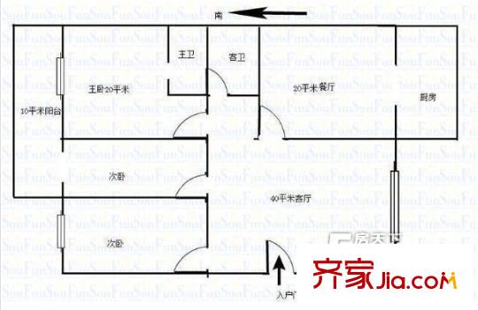 景龍洋樓戶型圖戶型圖 3室2廳2衛(wèi)