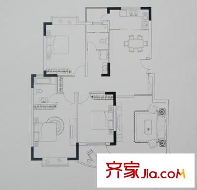 楓葉廣場二期 3室 戶型圖