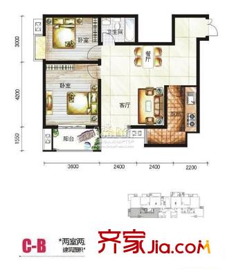 糜家橋小區(qū) 戶型圖 2室2廳1衛(wèi)