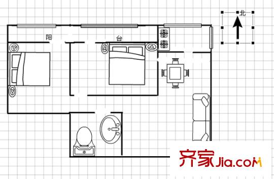 東開元小區(qū) 戶型圖  2室1廳1衛(wèi)