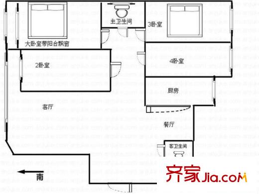 紫薇龍騰新世界 4室 戶型圖 