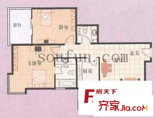太空花園戶型圖2室2廳2衛(wèi)1廚