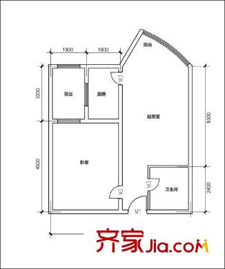 創(chuàng)新商務公寓 戶型圖 1室1廳1衛(wèi) 
