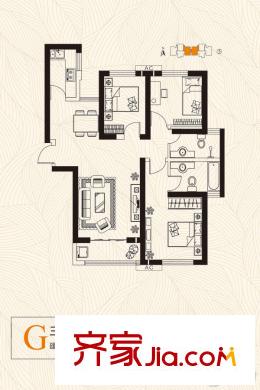 三豐中心思想5號(hào)樓122平G1戶型 3室2廳2衛(wèi)1廚