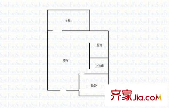 農(nóng)行家屬院 2室 戶型圖