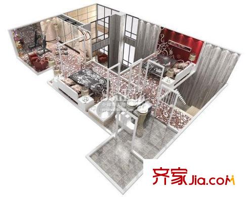 橡樹(shù)街區(qū)戶型圖A戶型-夾層loft 3室2廳2衛(wèi)1廚