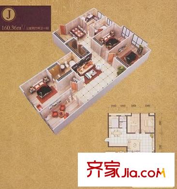 西港雅苑戶型圖1 3室2廳1衛(wèi)2廚