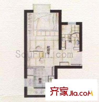 海佳云頂戶型圖1室1廳1衛(wèi)1廚
