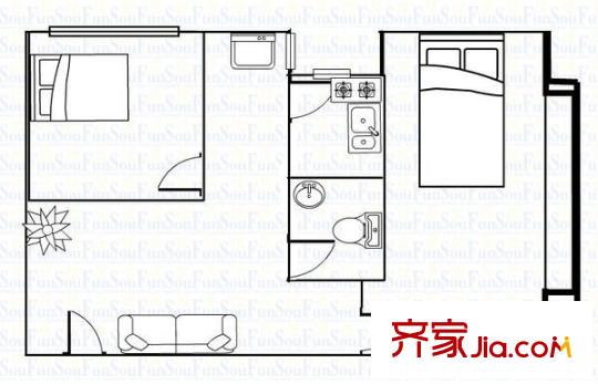 華茂玉龍園 2室 戶型圖