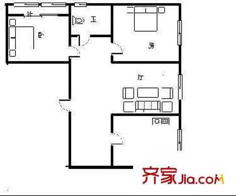 自在廣場 2室 戶型圖