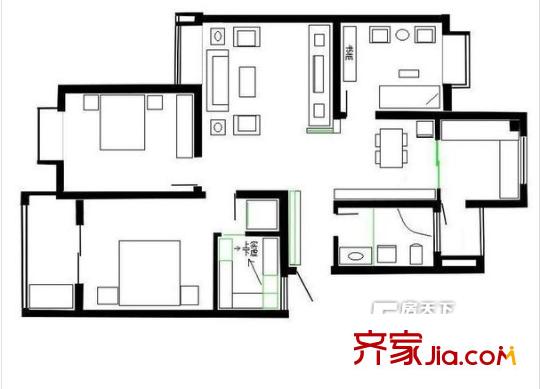 景龍洋樓戶型圖戶型圖 3室2廳2衛(wèi)