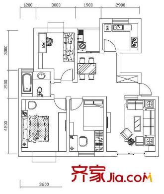 紫薇龍騰新世界 3室 戶型圖