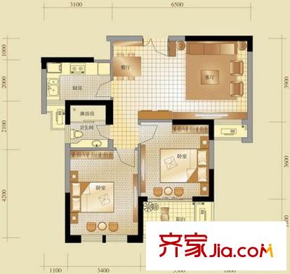 紫薇龍騰新世界 2室 戶型圖 
