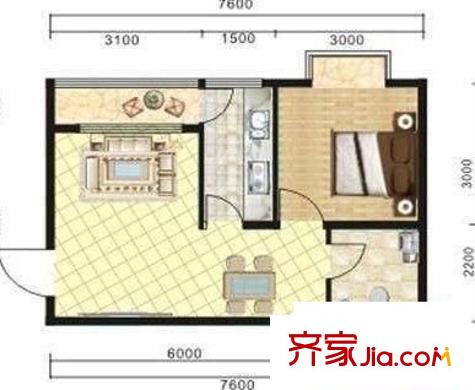 紫薇龍騰新世界 1室 戶型圖 