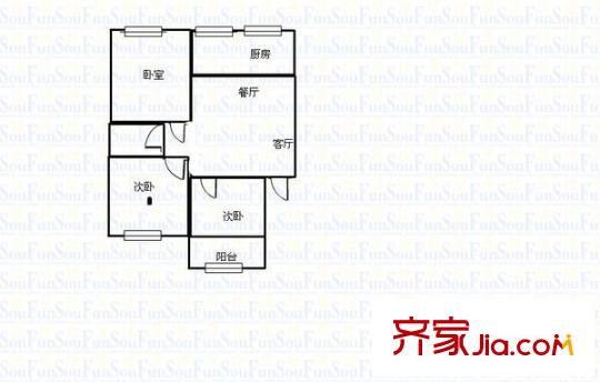 青年公寓 3室 戶型圖