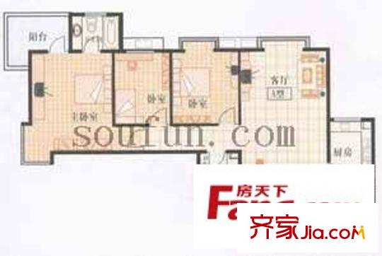 太空花園戶型圖3室2廳2衛(wèi)1廚