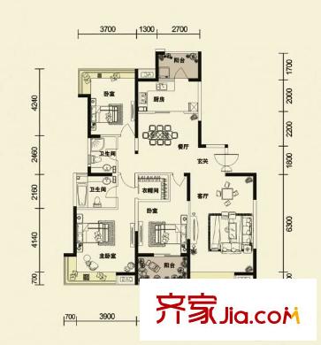 楓林華府二期 3室 戶型圖
