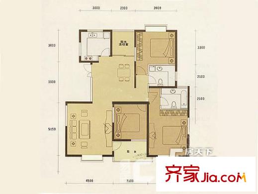 豐景佳園 戶型圖 3室2廳2衛(wèi)
